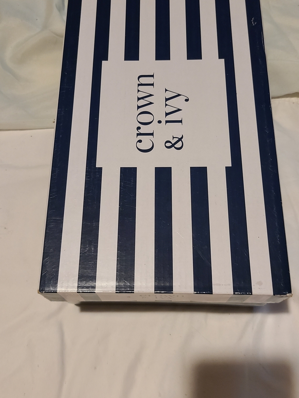 Crown & Ivy Navy and White Striped Decorative Box
